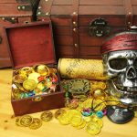 JZK 100pcs Silver Gold Plastic Coins Fake Pirate Treasure Hunting Coins Toys for Kids Party Bags for Halloween Christmas Kids Birthday Party - Imagen 6