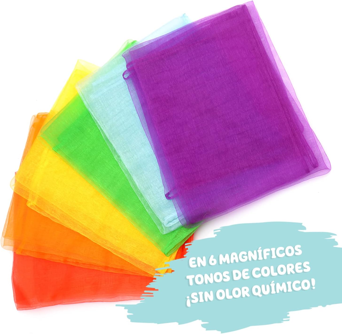 Kleintober Colored Juggling Handkerchiefs l 6 Dance Handkerchiefs with Instructions for First Tricks l Dance Game for Boys and Girls - Imagen 4