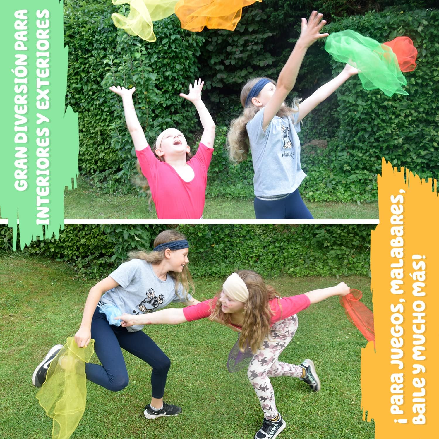 Kleintober Colored Juggling Handkerchiefs l 6 Dance Handkerchiefs with Instructions for First Tricks l Dance Game for Boys and Girls - Imagen 6