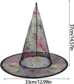5 sombreros de bruja de 33 cm de alto puntiagudo, mago, Halloween, bruja, cosplay, accesorios para mujeres, hombres, fiestas infantiles - Imagen 3