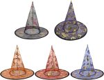 5 sombreros de bruja de 33 cm de alto puntiagudo, mago, Halloween, bruja, cosplay, accesorios para mujeres, hombres, fiestas infantiles - Imagen 6