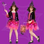 Witch Costume for Girls, Witch Dress Girl, Halloween Costumes Girls, LED Witch Skirt with Hat, Lanterns and Wand, Cosplay Witch Costume for Halloween Carnival Party - Imagen 5