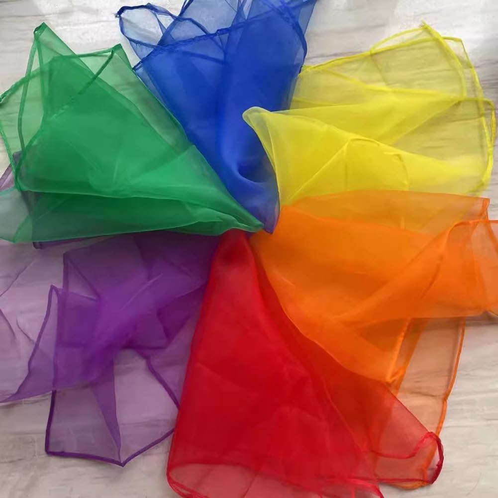 Six Colors Montessori Fabric Toys, Silk Scarves for Kids Activities, Decorations, 17.7 Inches - Imagen 3