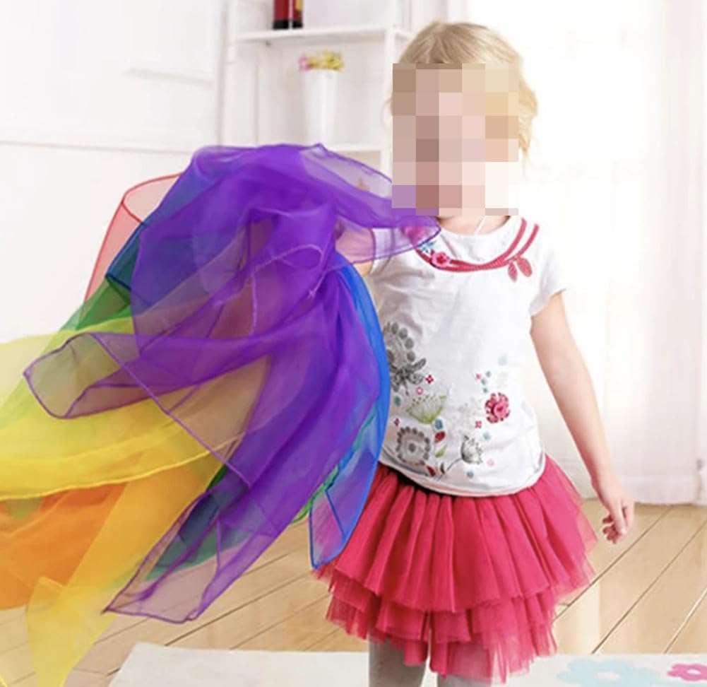 Six Colors Montessori Fabric Toys, Silk Scarves for Kids Activities, Decorations, 17.7 Inches - Imagen 7