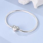 LNQOBU Bracelet for Women 925 Sterling Silver, Butterfly Bracelet with Shiny Heart Charm, Bracelets Jewellery (with a Coloured Charm), Silver, Cubic Zirconia - Imagen 3