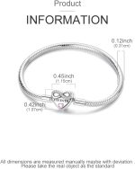 LNQOBU Bracelet for Women 925 Sterling Silver, Butterfly Bracelet with Shiny Heart Charm, Bracelets Jewellery (with a Coloured Charm), Silver, Cubic Zirconia - Imagen 5