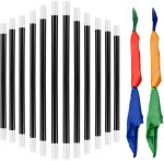 12 PCS Magic Wand with 2 Silk Handkerchiefs 4 Colors Funny Magic Tool Black and White Magic Wand Funny Magic Stick for Children Magic Wand Wizard for Party