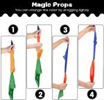 12 PCS Magic Wand with 2 Silk Handkerchiefs 4 Colors Funny Magic Tool Black and White Magic Wand Funny Magic Stick for Children Magic Wand Wizard for Party - Imagen 4