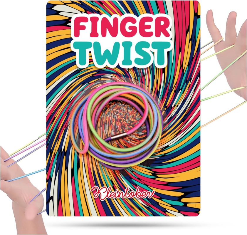 Kleintober Premium Twine Set I Elastic Strings as Finger Skill Toys I Rainbow Cord for Birthday Parties and Travel I Game of Yarn as Gift for Boys and Girls