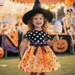 Halloween Costumes for Kids Witch Hat and Magic Broom Wizard Costume Halloween Performance Costumes for Girls Witch Costumes Party Cosplay (Pink - Imagen 5