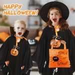 Kids Bat Costume, Halloween Bat Cape with Hat, Halloween Pumpkin Costume Children, Bat Costume+Hat+Bag Candy Pumpkin, Suitable Height 90-150CM (Black) - Imagen 7