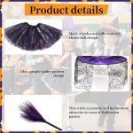 Kids Halloween Costumes Purple Witch Full Set with Hat, Bat Mask, Tutu Skirt and Detachable Broom for Girls Cosplay Costume Party - Imagen 5