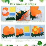 CONNECTION Sewing Kit Children Animal Felt Sewing Kit for Children Animal Felt Craft Kit Sewing Children with Scissors for Girls Gift DIY Decorations (Dinosaur B) - Imagen 3