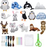 CONNECTION Sewing Kit Children Animal Felt Sewing Kit for Children Animal Felt Craft Kit Sewing Children with Scissors for Girls Gift DIY Decorations (Polar Animals D)