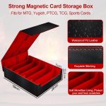 Caja Cartas Magic para TCG, Magic the Gathering (MTG), YuGiOh, Commander Card Deck Box para más de 3800+ Cartas, Magnetic Flip PU Cuero Deckbox Caja Cartas con 24 Divisores y 5 Soportes - Imagen 7