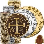 Metal Pirate Coins - 102 Gold, Silver and Bronze Coins for Adult Board Games, Kids Board Games, Treasure Chest, DND, Gloomhaven Fake Money - Mix Size