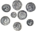 Antique Silver Plated Roman Coins - Handmade Reproduction 8 Pieces - Imagen 2