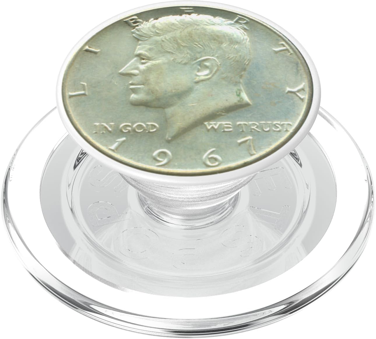 John F Kennedy 40 por ciento de plata moneda de John F Kennedy 40 por ciento de plata moneda de medio dólar PopSockets PopGrip para MagSafe
