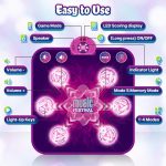 Dance Mat for Kids, Music Dance Mat with 6 Luminous Buttons, 5 Modes, Built-in Music, Christmas Birthday Gifts for 3 4 5 6 7 8 9 10+ Years Old - Imagen 6
