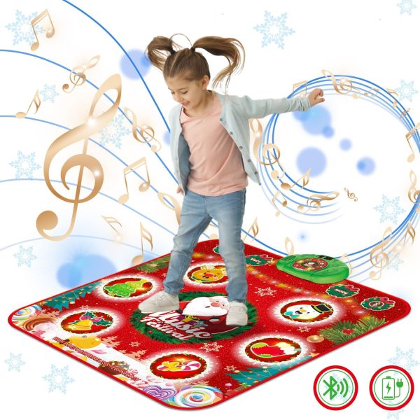 Christmas Dance Mat for Kids, Gift Girls Musical Mat with 6 LED Lights, 6 Play Modes, Rechargeable Battery, Christmas Gift for Girls 4 5 6 7 8 9 10+ Years Old