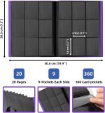 CARD FOLDER, ALBUMS CARD HOLDER COLLECTIBLE 9 POCKETS, 360 CARDS CAPACITY FOR TCG AND SPORTS CARDS (Violet) - Imagen 3