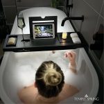 Temple Spring Bathroom Shelf, Bamboo Bath Tray, Extendable Bath Tray, Bath Accessories - Black - Imagen 5