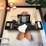 Temple Spring Bathroom Shelf, Bamboo Bath Tray, Extendable Bath Tray, Bath Accessories - Black - Imagen 7