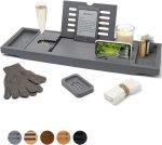 Temple Spring Bathroom Shelf, Bamboo Bath Tray, Extendable Bath Tray, Bath Accessories - Grey