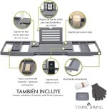 Temple Spring Bathroom Shelf, Bamboo Bath Tray, Extendable Bath Tray, Bath Accessories - Grey - Imagen 4