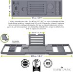 Temple Spring Bathroom Shelf, Bamboo Bath Tray, Extendable Bath Tray, Bath Accessories - Grey - Imagen 5