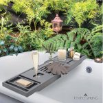 Temple Spring Bathroom Shelf, Bamboo Bath Tray, Extendable Bath Tray, Bath Accessories - Grey - Imagen 9