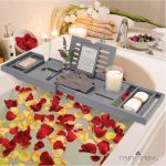 Temple Spring Bathroom Shelf, Bamboo Bath Tray, Extendable Bath Tray, Bath Accessories - Grey - Imagen 10