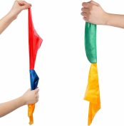 2 Pack Magic Color Changing Scarves, Perfect for Street Magic, Parties and Kids Shows, Blue, Yellow, Red, Green