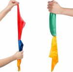 2 Pieces Magic Handkerchief Scarf Color Changing Scarf Easy Street Magic Trick Bandana Accessories for Kids Party Birthday Blue Yellow Red Green
