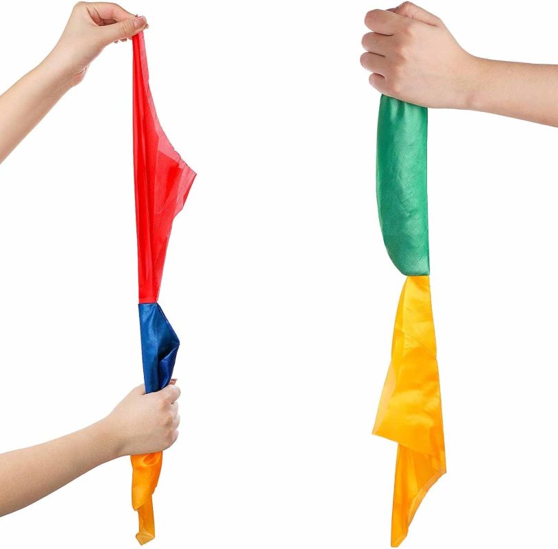 2 Pieces Magic Handkerchief Scarf Color Changing Scarf Easy Street Magic Trick Bandana Accessories for Kids Party Birthday Blue Yellow Red Green
