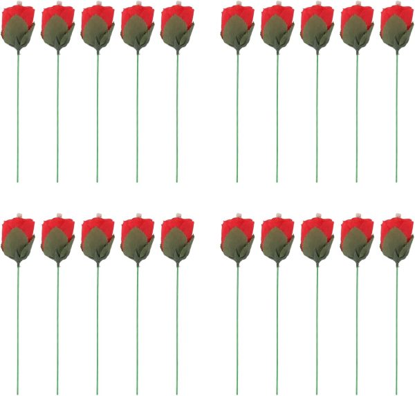 20 piezas de antorcha a rosa, accesorios de rosa con apariencia de llama, trucos de flores exquisitos profesionales, truco mágico de fuego, flor que aparece con llama para festival