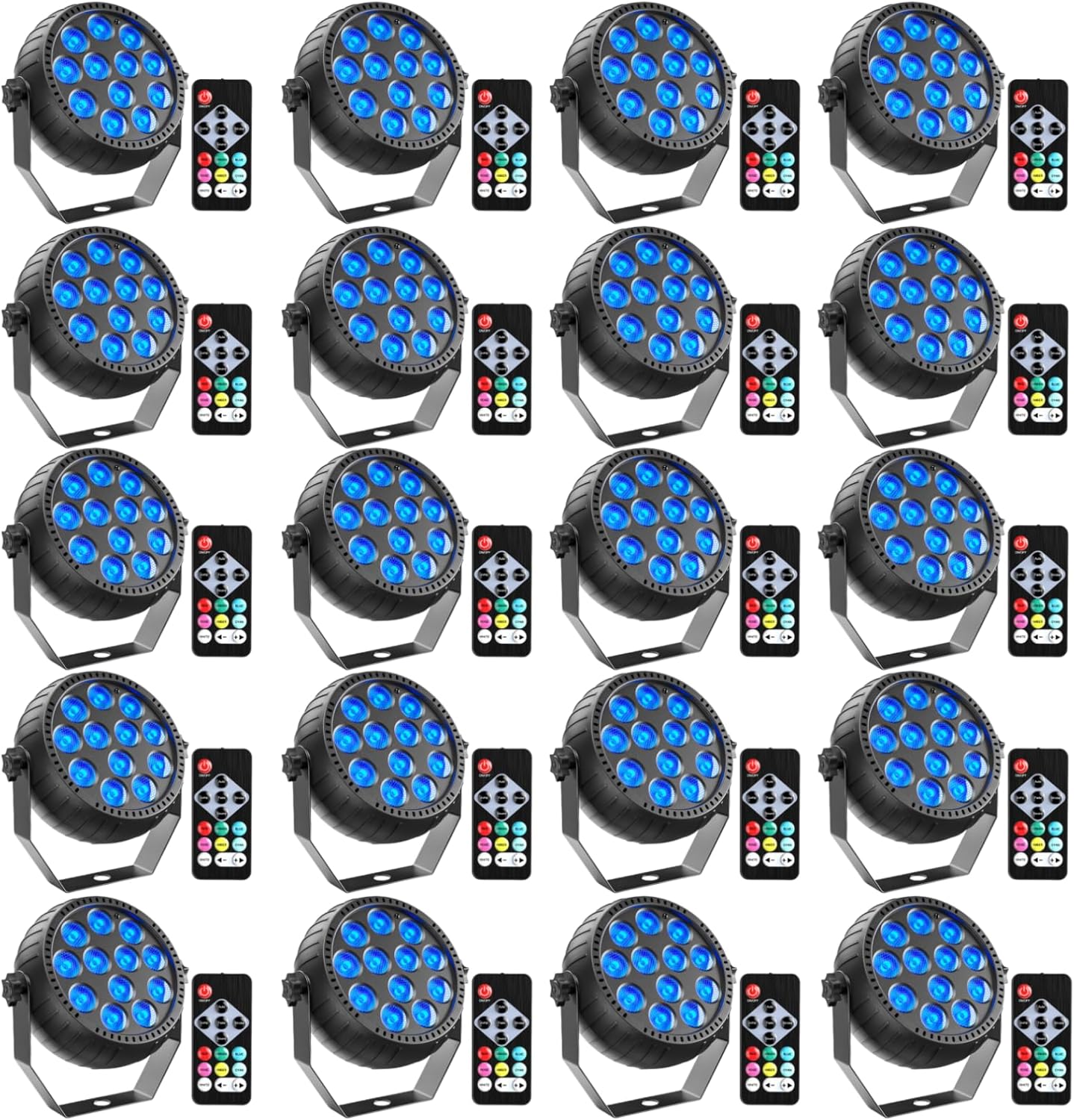 20PCS RGB Rechargeable LED Par Spotlight, 12 LED Battery Stage 20PCS RGB Rechargeable LED Par Spotlight, 12 LED Battery Stage Light with Remote Control Disco Lights for Party Bar DJ Show Wedding Halloween Christmas