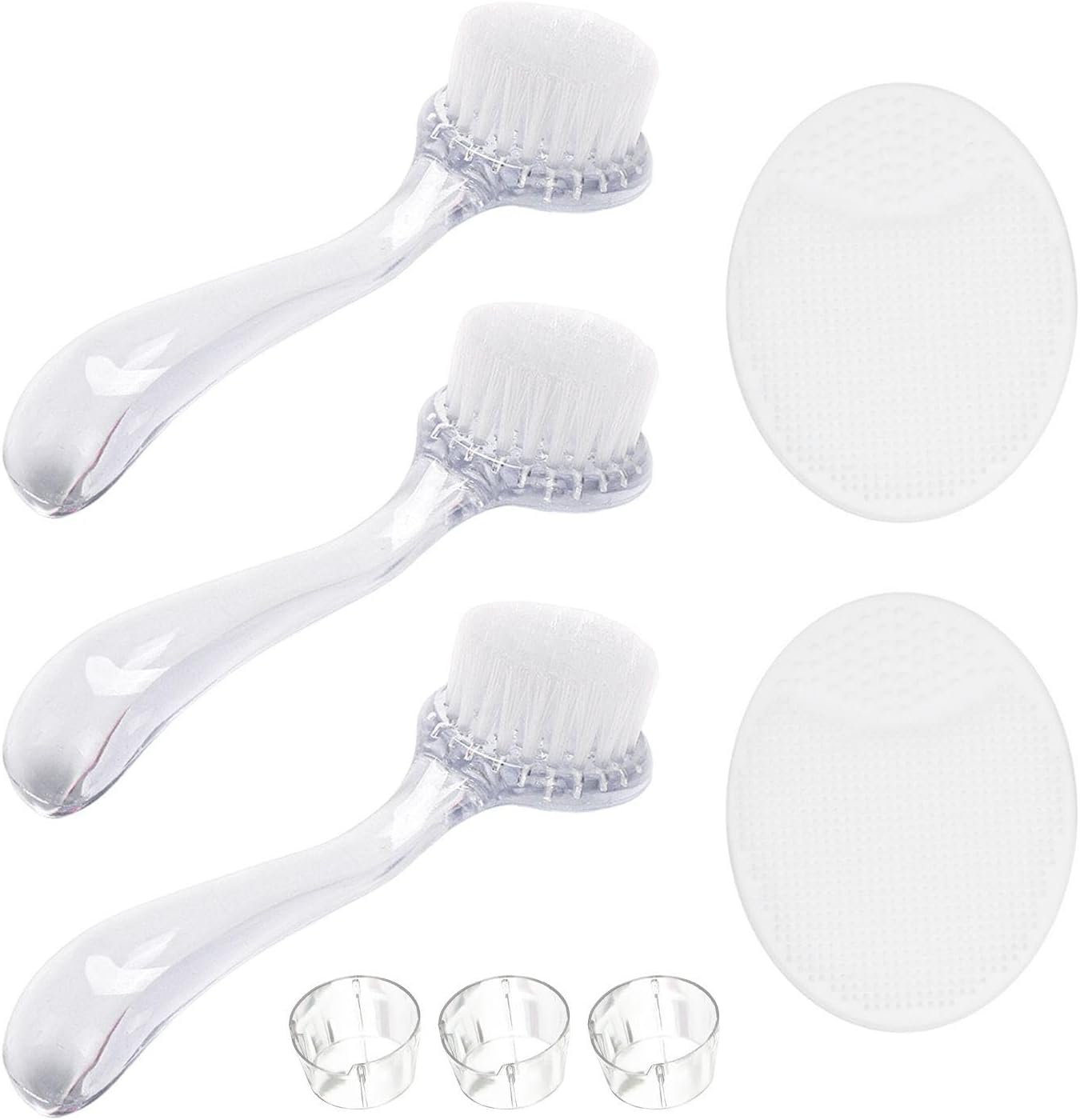 3 Long Handle Facial Brushes, 2 Oval Facial Brushes, Exfoliating 3 Long Handle Facial Brushes, 2 Oval Facial Brushes, Exfoliating Facial Brushes, Facial Cleansing Brushes, Manual Cleansing Brushes, Soft Portable Facial Brushes