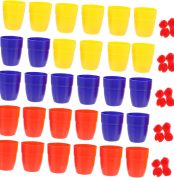 30 Pieces Magic Party Accessories Cup with Lid and Straw Cups and Balls Tool Cup Drinking Cup Strut Bolster Cup Trick Accessory Wizard Object Plastic