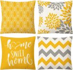 4 Pieces Decorative Cushion Covers, 45 x 45 Seat Cushion Covers, Geometric Print Cushion Covers, Linen Cushion Covers, Suitable for Bedroom, Car