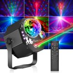 4 in 1 Disco Lights, Ball Lights, RGB LED Disco Light with Musik Sound Activated, DJ Lights with Remote Control for Home Parties, Clubs, Halloween, Christmas