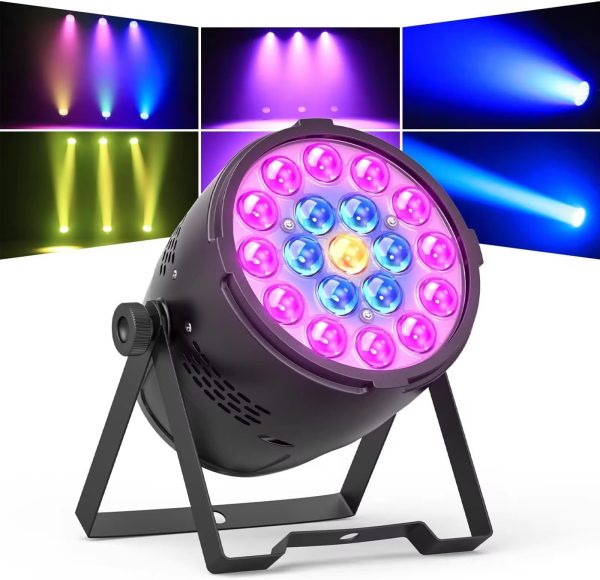 4-in-1 Focus Zoom Party Lights Indoor, RGBW LED Par Light DJ Booth Set, Coloring Effect Uplighters with Sound Activated Strobe Control DMX Control, for DJ Events 1pcs