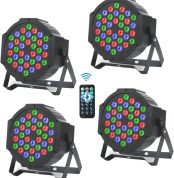 4 x Disco Lights – RGB 36 LED Pair of Stage Lights Light Party Lights DMX512 Stage Lighting with Sound Activation Remote Control Mode for Disco DJ Parties Bar Weddings Christmas