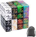 48 Pieces MTG Dice Counters Loyalty and Life D6 Acrylic Colorful with Bag for Magic The Gathering Card Games CCG Strategy Fantasy Cube Accessories Board Game Set Role Playing Dice