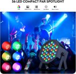 4PCS 36LED Par Lights, RGB Stage Lights, DMX Disco Lights with Remote Control, Effect Spotlights with Sound Activated Control, for Bare Wedding Birthday Party Halloween Christmas - Imagen 2