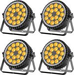 4PCS RGBW LED PAR Spotlight, 18 x 10W Stage Light + 35 SMD RGB Auxiliary Light with DMX512/Auto/Strobe, Disco Lights for Party Bar DJ Wedding Halloween Christmas