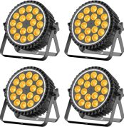 4PCS RGBW LED PAR Spotlight, 18 x 10W Stage Light + 35 SMD RGB Auxiliary Light with DMX512/Auto/Strobe, Disco Lights for Party Bar DJ Wedding Halloween Christmas