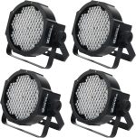 4x Showlite FLP-144 Flatline LED Panel Spotlight (PAR Reflector, Disco Light, Stage Lighting, Lamp, 144 LED/RBG Mixing, Connections: DMX In/Out, 6 DMX Modes)