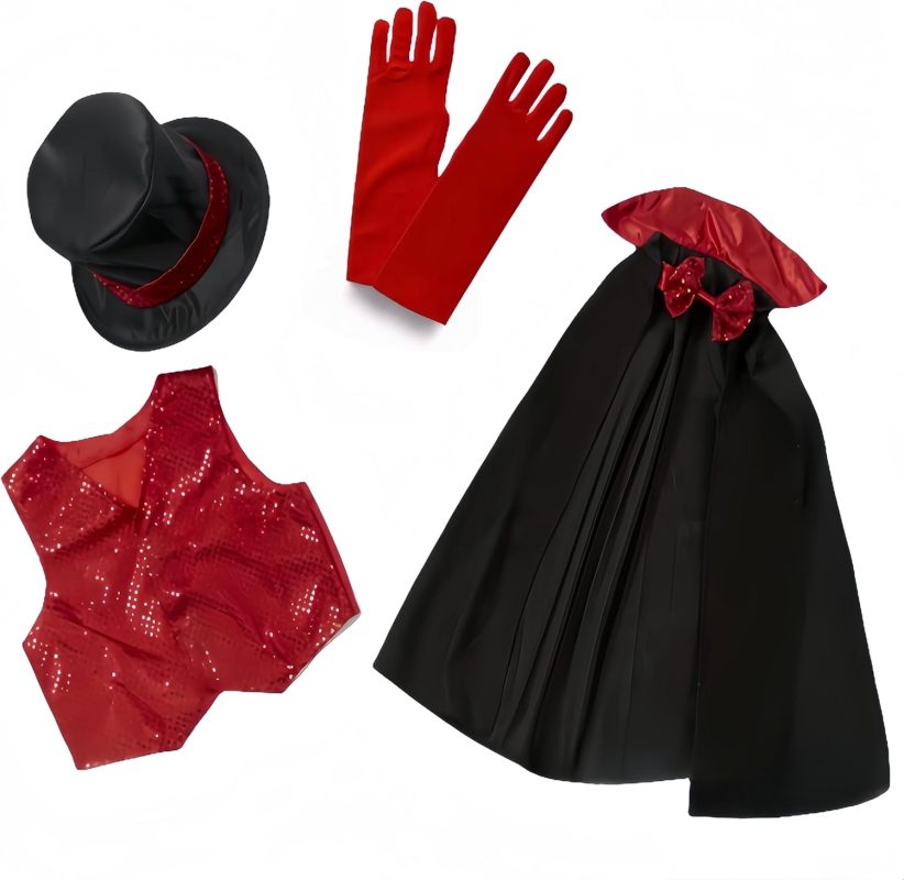 5 Pieces Kids Wizard Costume Set,Halloween Costume Accessories Set for Boys and Girls (3~8 Years)
