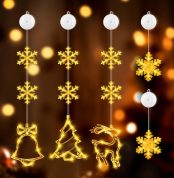 5 luces de Navidad para ventana, LED, decoración navideña, con 10 ganchos, luz blanca cálida, decoración navideña para interior y exterior, para decoración de ventanas, fiestas (funciona con